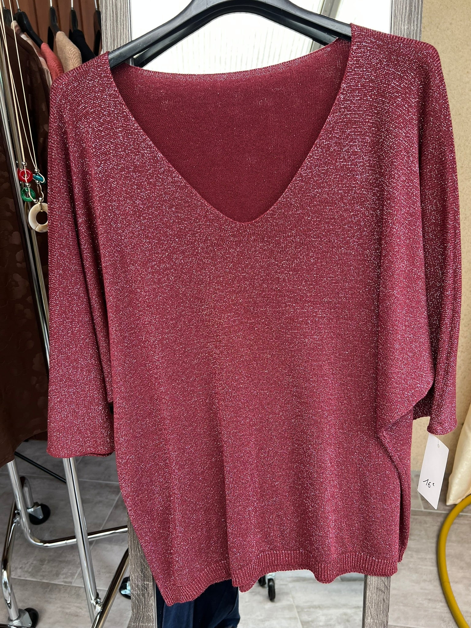 haut manches 3/4 brillant taille unique 38 a 44
