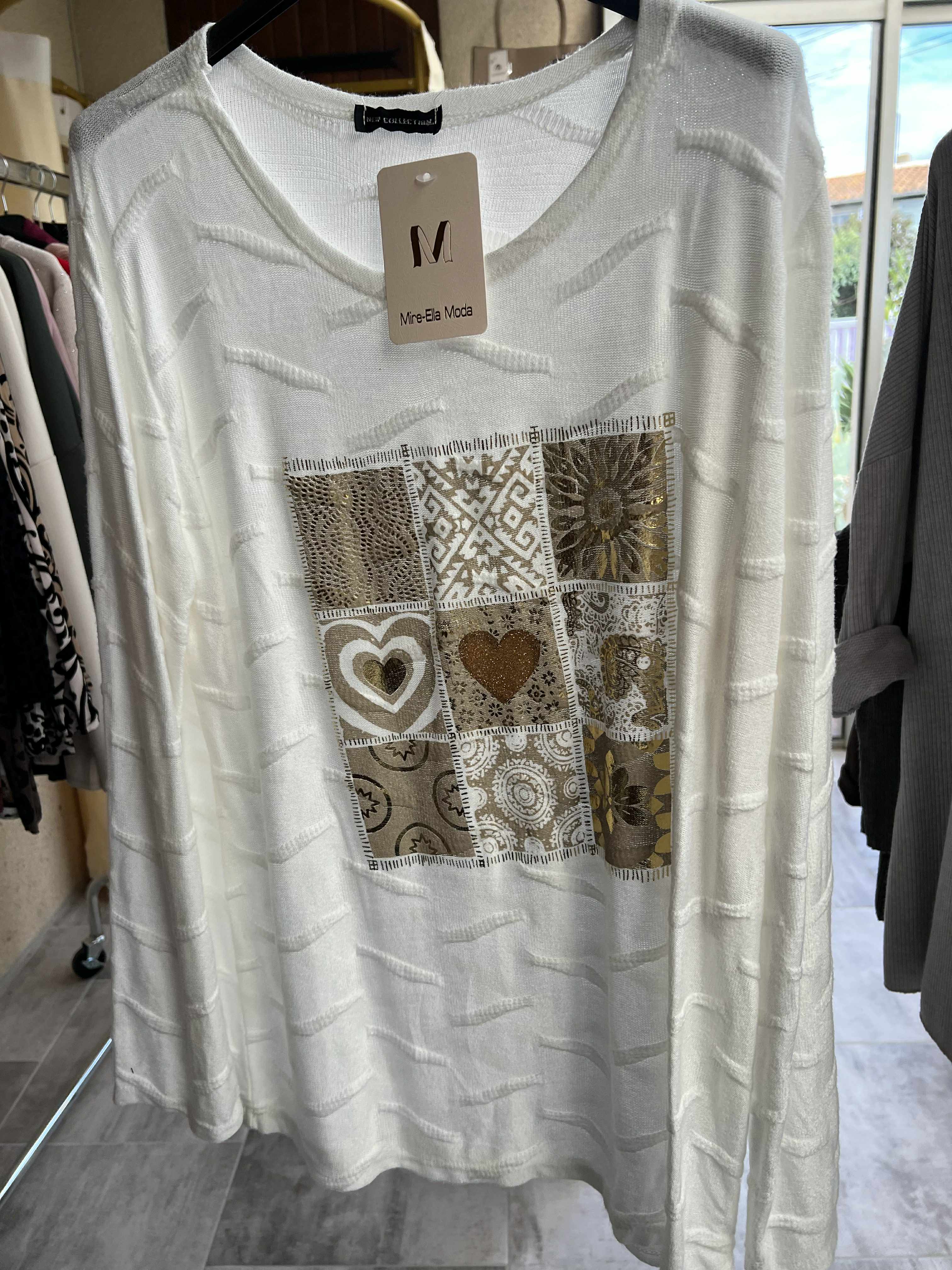 pull coeur taille unique 38 a 42
