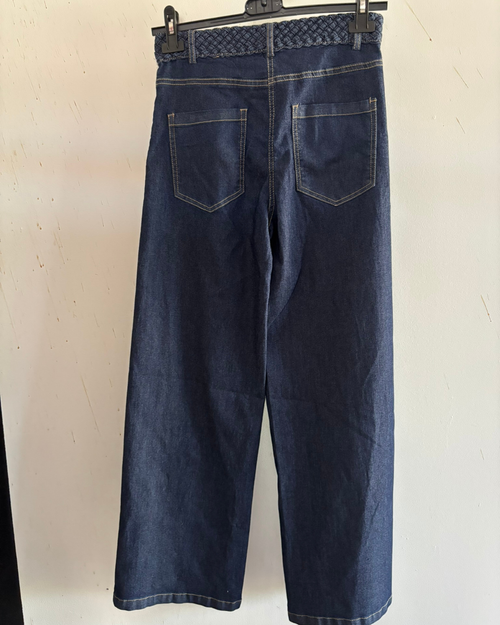 REF 13 Jean large taille tressée – denim bleu foncé