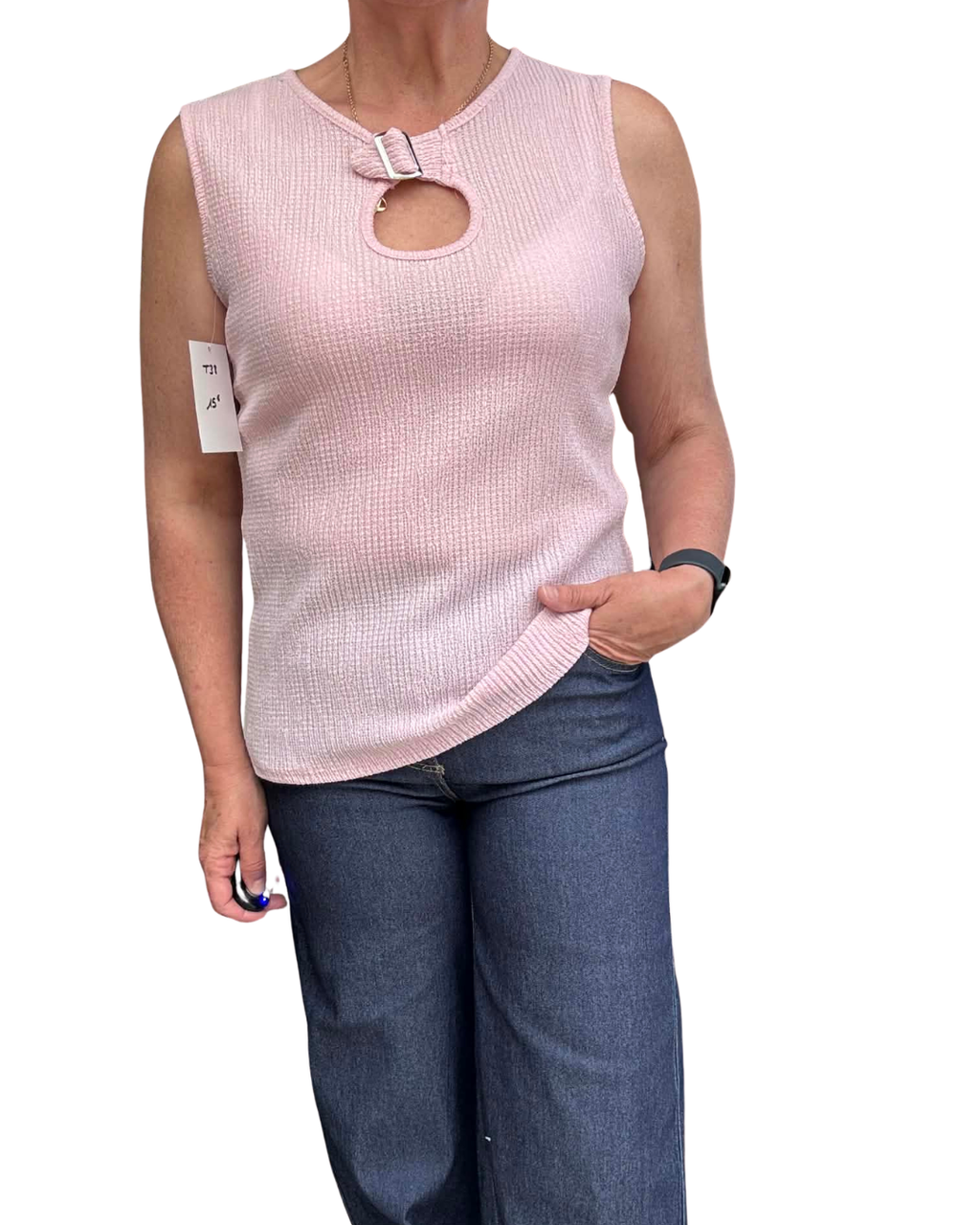 REF 15 Top sans manches maille texturée
